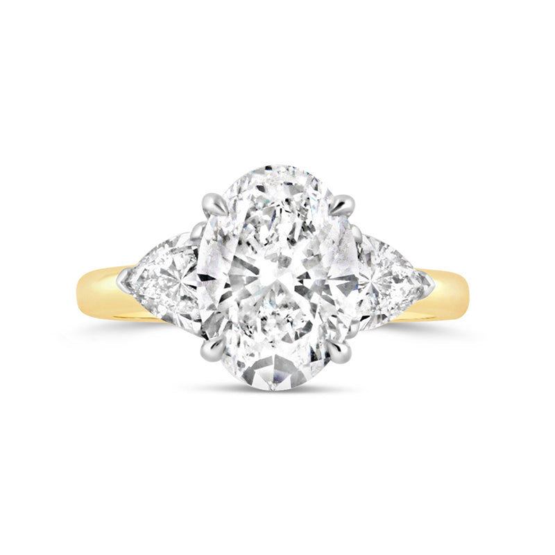 Oval & Trillion Three Stone Engagement Ring 4.28ct