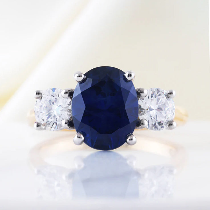 Oval Sapphire & Diamond Three Stone Ring