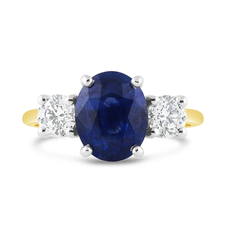 Oval Sapphire & Diamond Three Stone Ring
