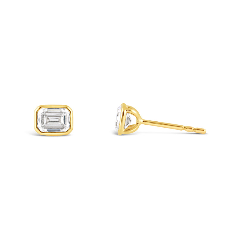 Emerald Cut Diamond Solitaire Stud Earrings 0.92ct