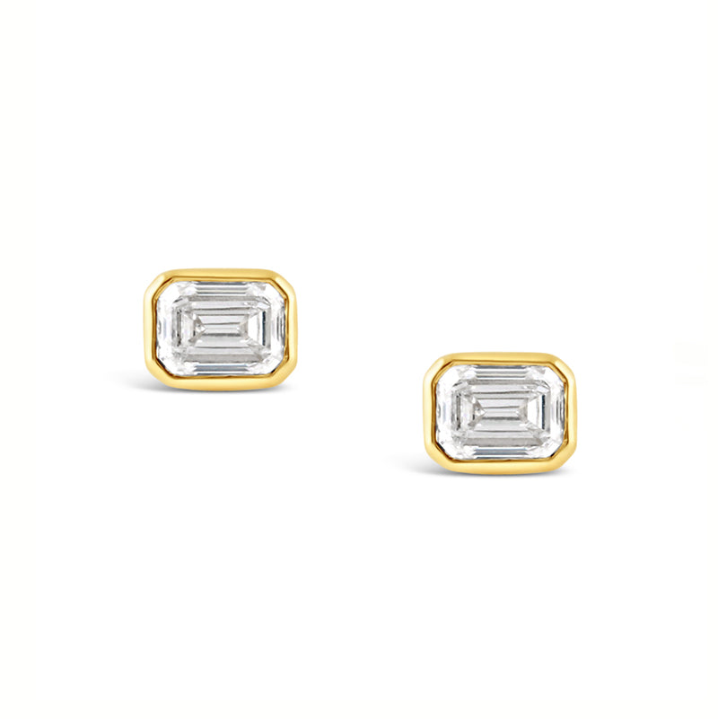 Emerald Cut Diamond Solitaire Stud Earrings 0.92ct
