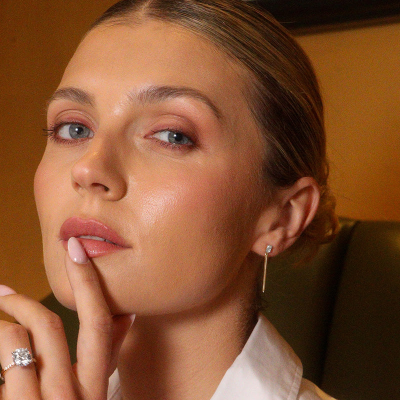 Diamond & Gold Bar Drop Earrings 0.34ct