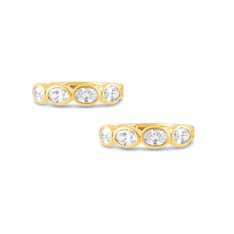 Oval Bezel Set Oval Diamond Hoop Earrings 0.84ct