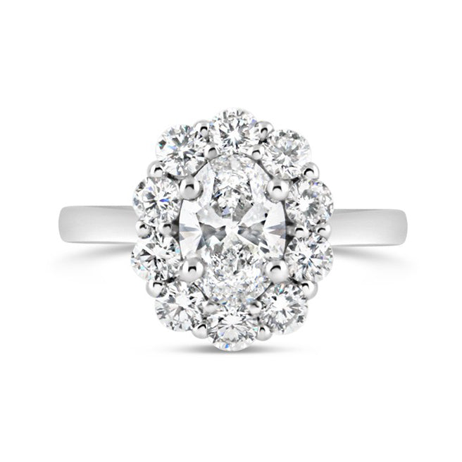 Oval Halo Engagement Ring 2.05ct