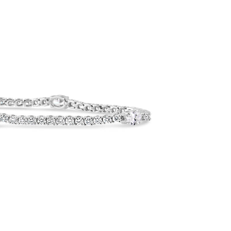 Oval & Round Diamond Tennis Bracelet 3.59ct