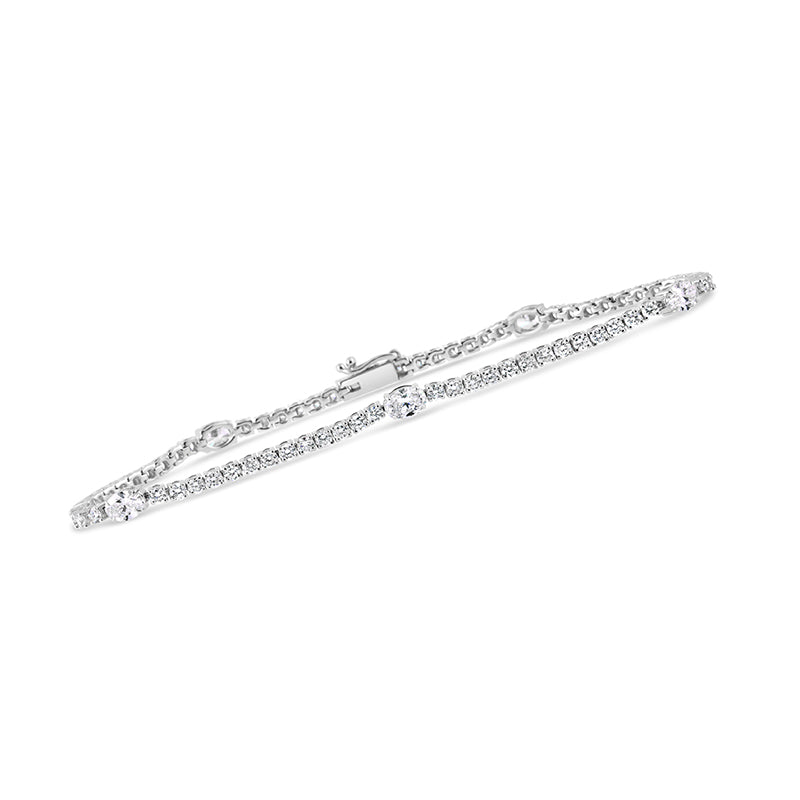 Oval & Round Diamond Tennis Bracelet 3.59ct
