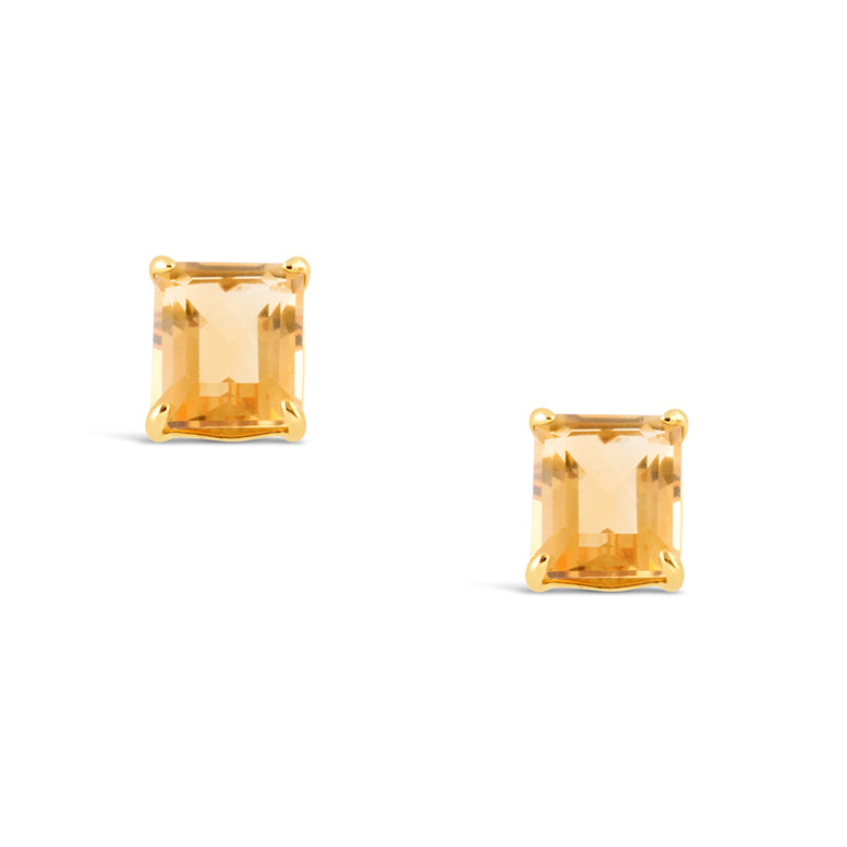 Emerald Cut Orange Topaz Stud Earrings 3ct