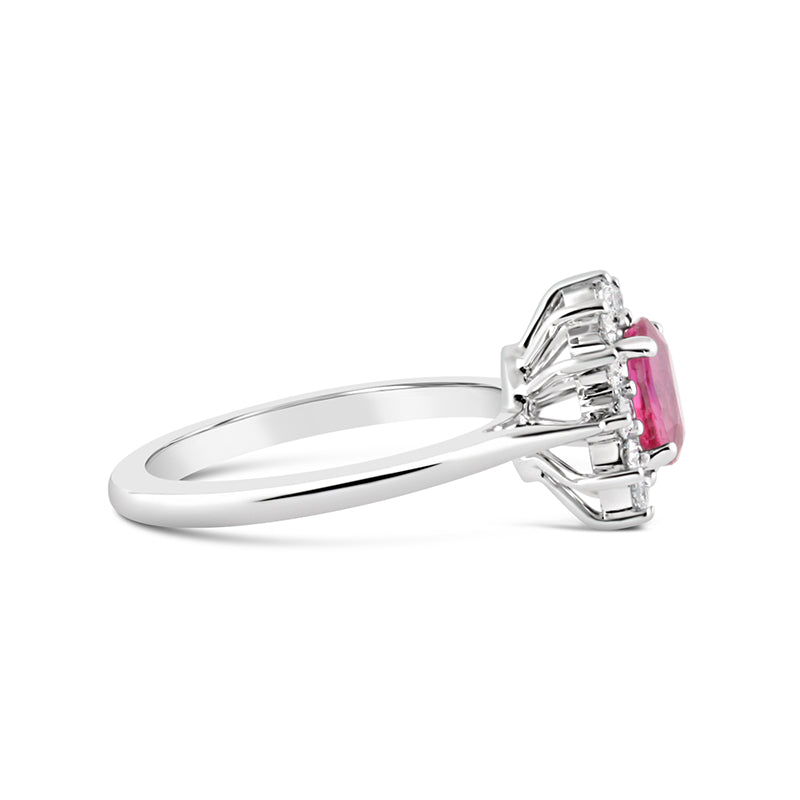 Oval Pink Sapphire & Diamond Cluster Ring