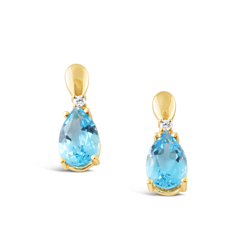 Blue Topaz & Diamond Teardrop Earrings