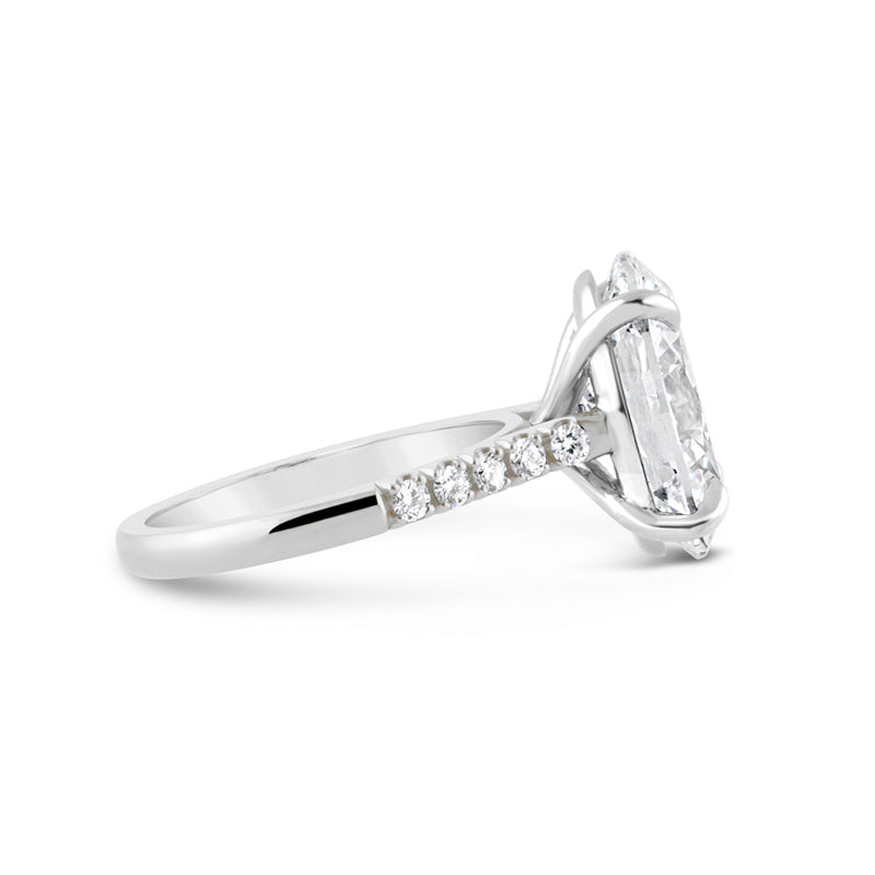 Oval Solitaire Diamond Set Shoulders Engagement Ring 5.27ct