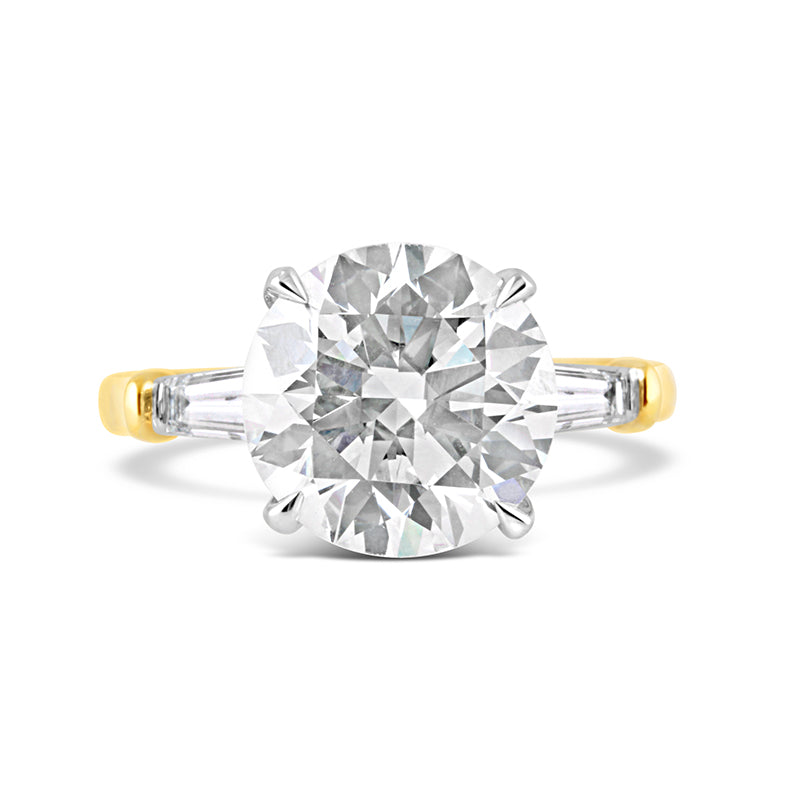 Round Brilliant & Tapered Baguette Three Stone Ring 5.50ct