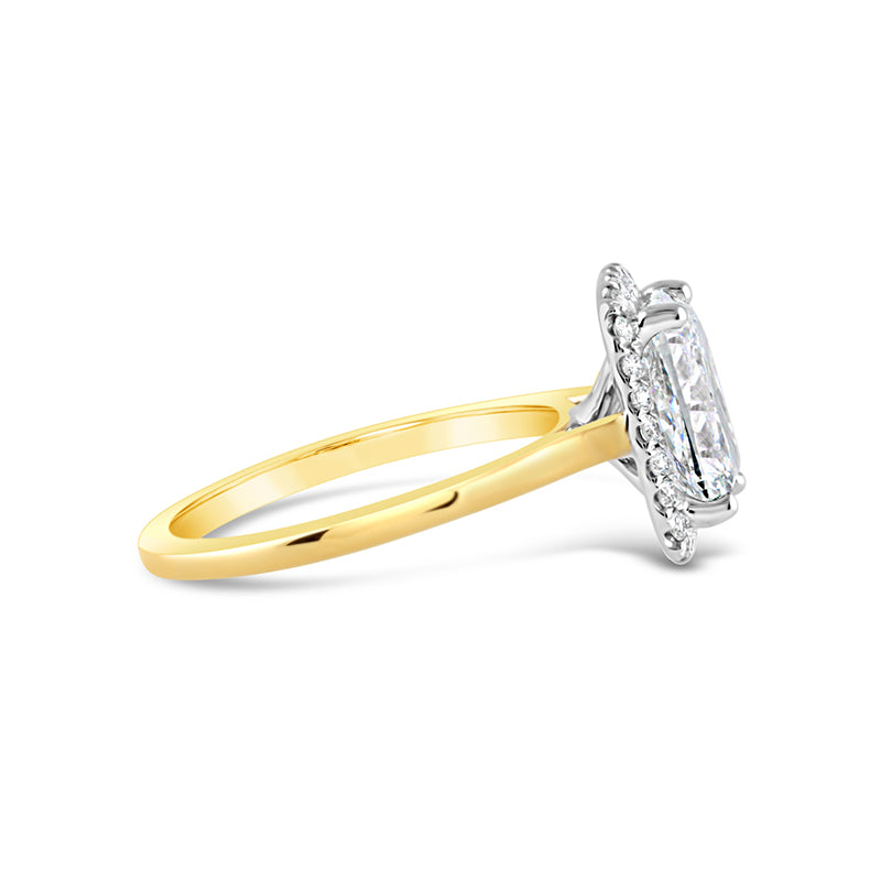Cushion Solitaire Diamond Halo Engagment Ring 3.33ct