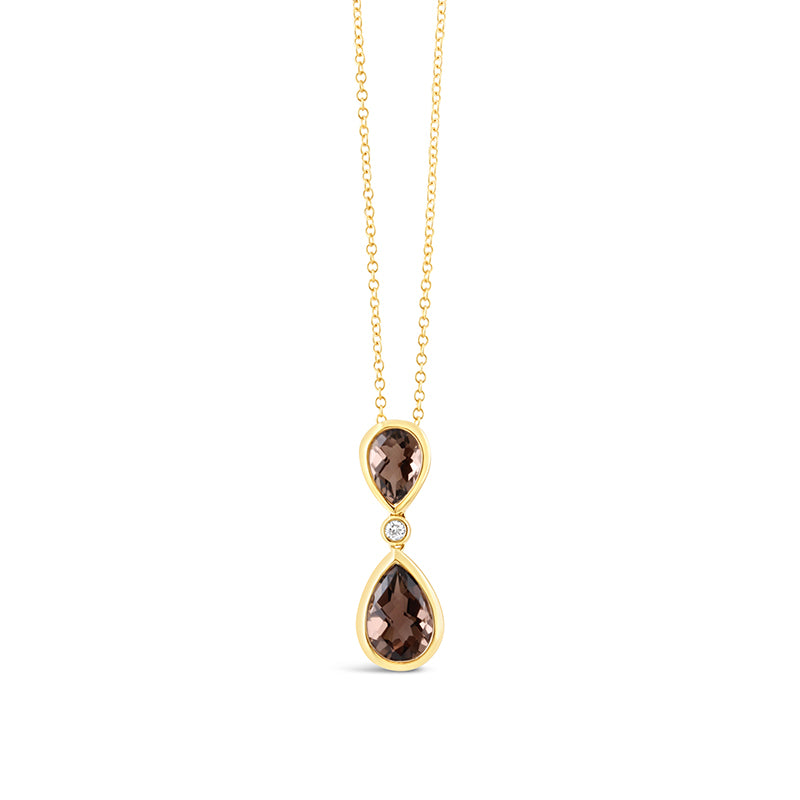 Pear Drop Smokey Quartz & Diamond Pendant