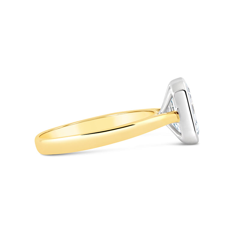 Emerald Cut Bezel Set Solitaire Engagement Ring 2.12ct