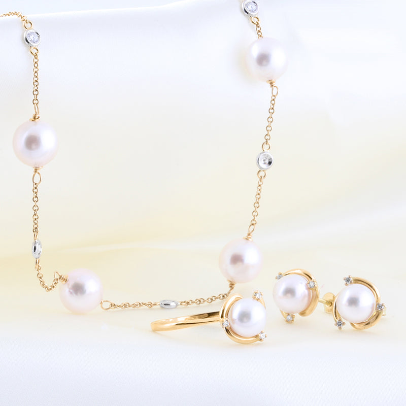 Akoya Pearl & Diamond Ring 7mm