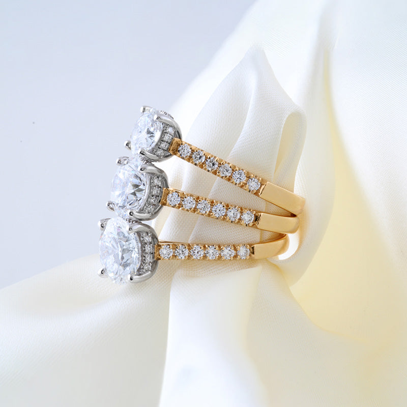 Round Brilliant Solitaire Ring with Diamond Set Shoulders & Hidden Halo 3.13ct