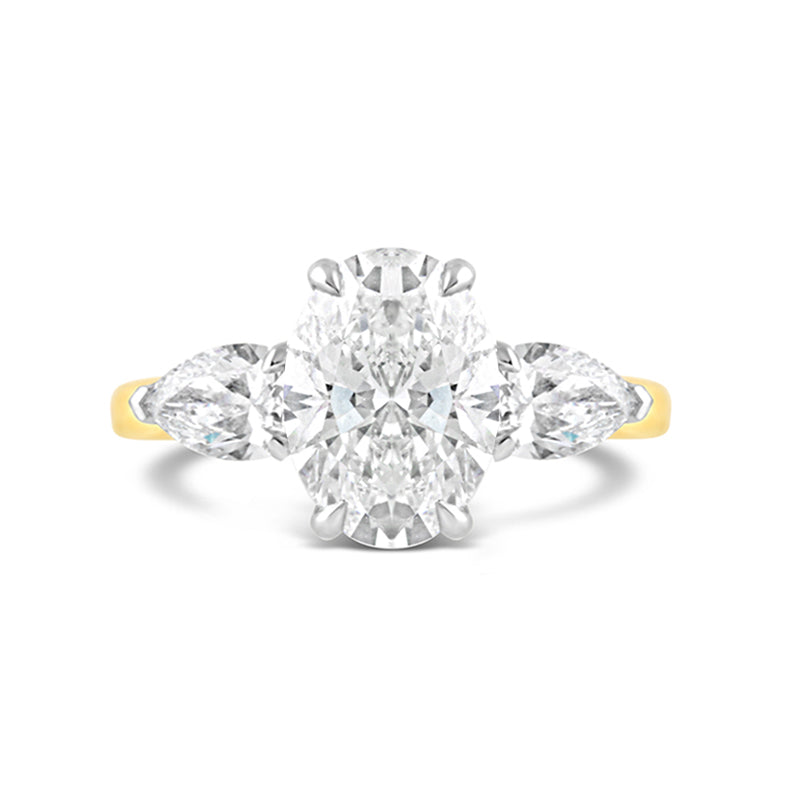 Oval & Pear Cut Three Stone Trilogy Diamond Ring 1.78ct