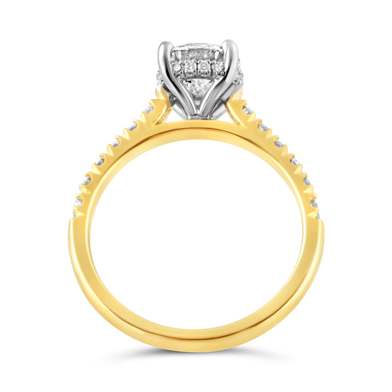Round Brilliant Solitaire Ring with Diamond Set Shoulders & Hidden Halo 2.62ct