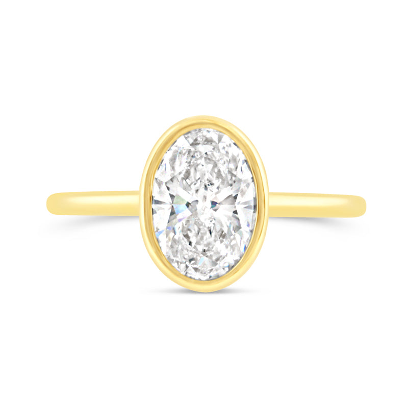 Oval Cut Bezel Set Solitaire Engagement Ring 2.00ct