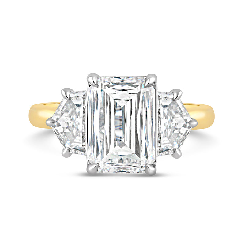 Radiant & Cadillac Cut Three Stone Diamond Ring 4.22ct