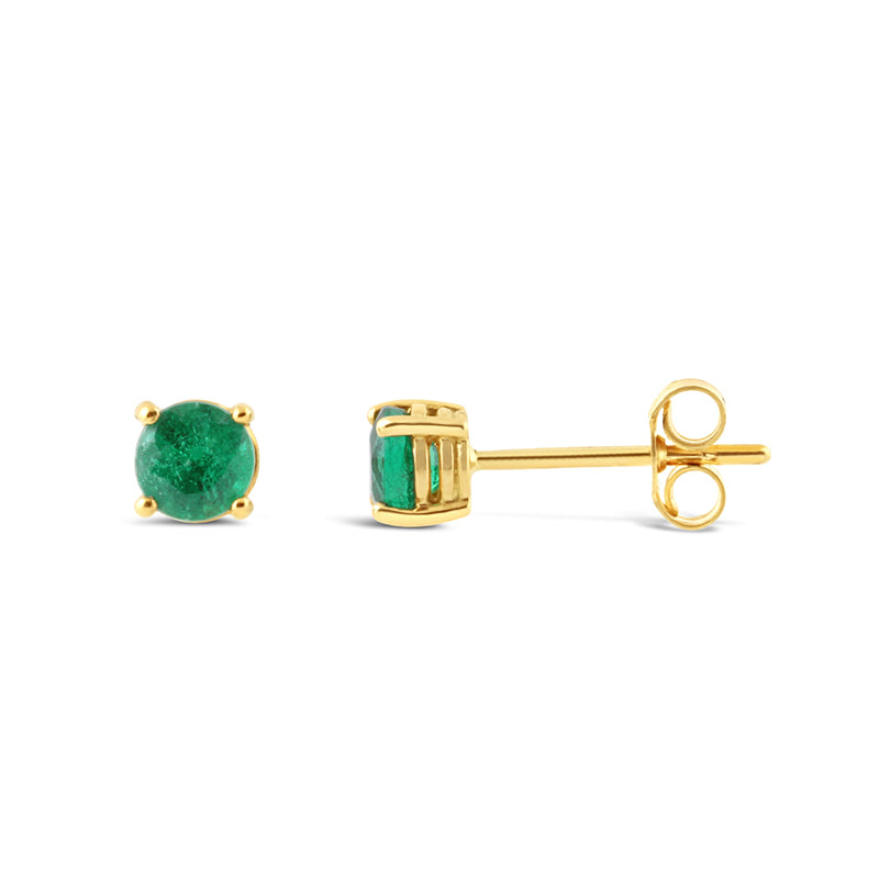 Round Emerald Stud Earrings 5 mm