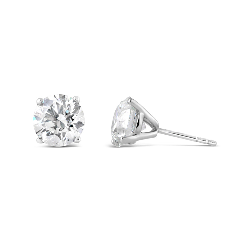 Round Brilliant Cut Diamond Solitaire Stud Earrings 8mm 4ct