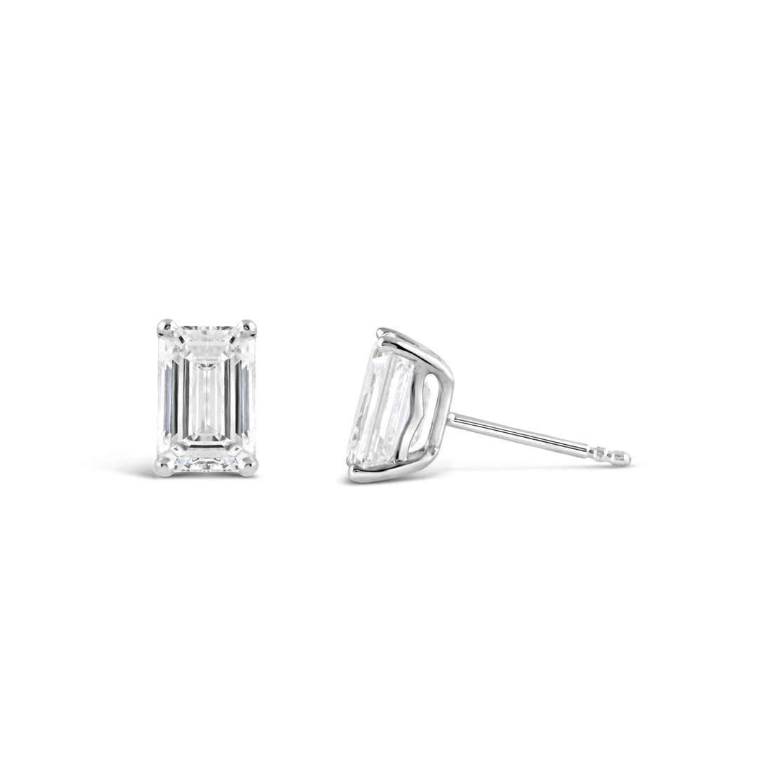 Emerald Cut Diamond Solitaire Stud Earrings 1.40ct