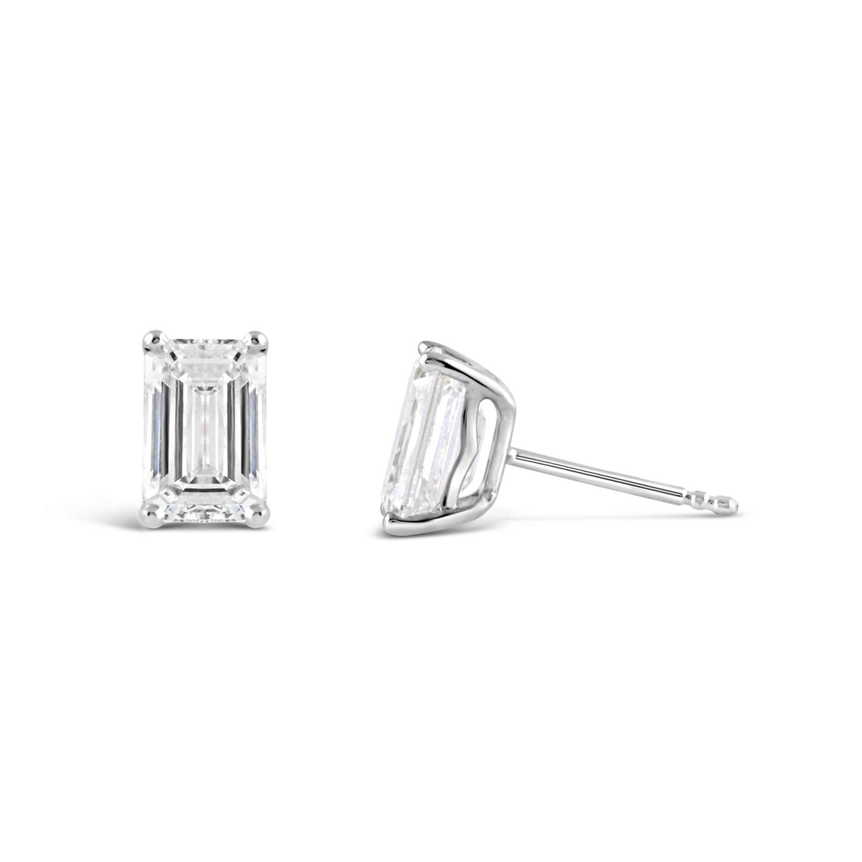 Emerald Cut Diamond Solitaire Stud Earrings 2.19ct