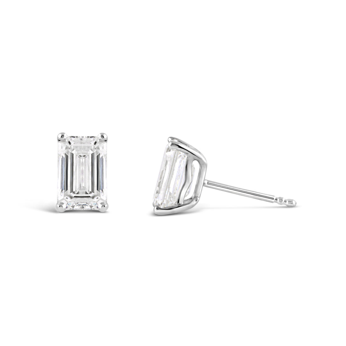 Emerald Cut Diamond Solitaire Stud Earrings 2.19ct