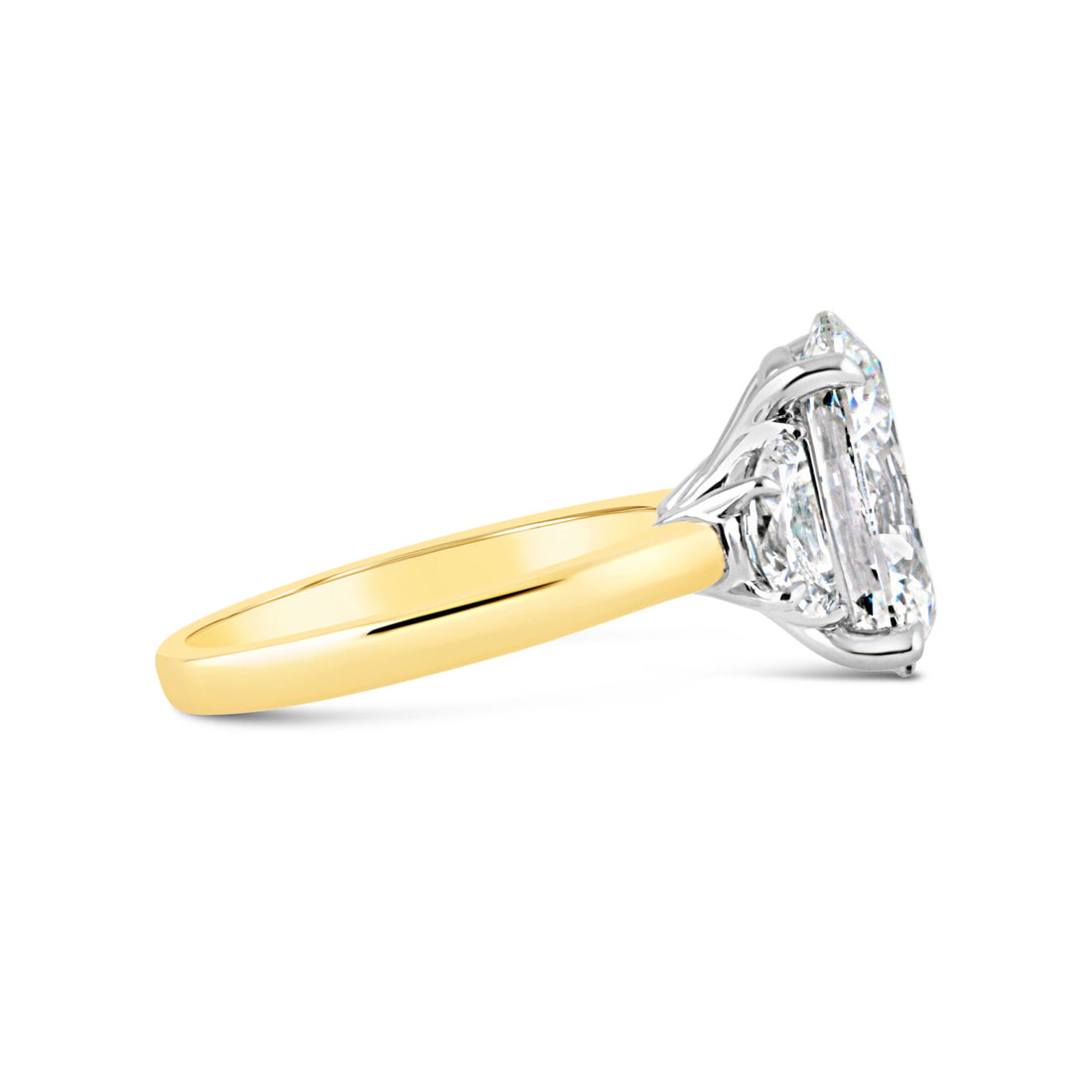 Oval & Half Moon Three Stone Diamond Ring 5.09ct