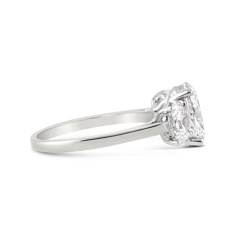 Oval Three Stone Trilogy Diamond Ring 2.51ct