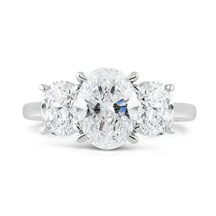 Oval Three Stone Trilogy Diamond Ring 3.54ct