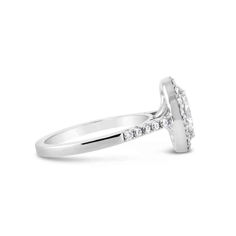 Flower Oval Halo Diamond Ring 2.00ct