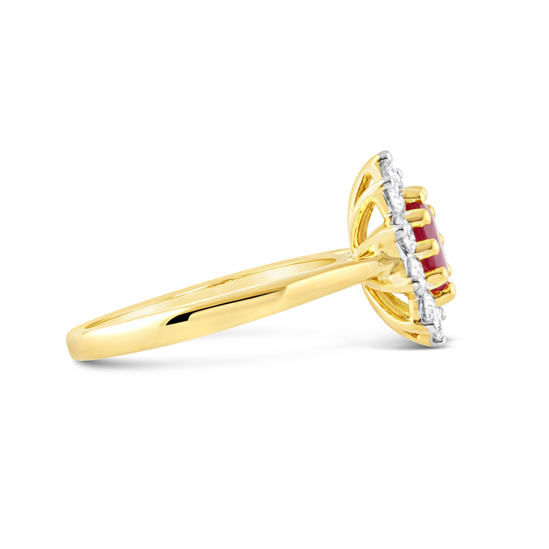 Oval Ruby & Diamond Cluster Ring