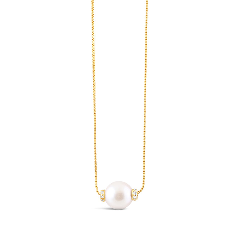 Pearl Sliding Pendant with Diamond Accent