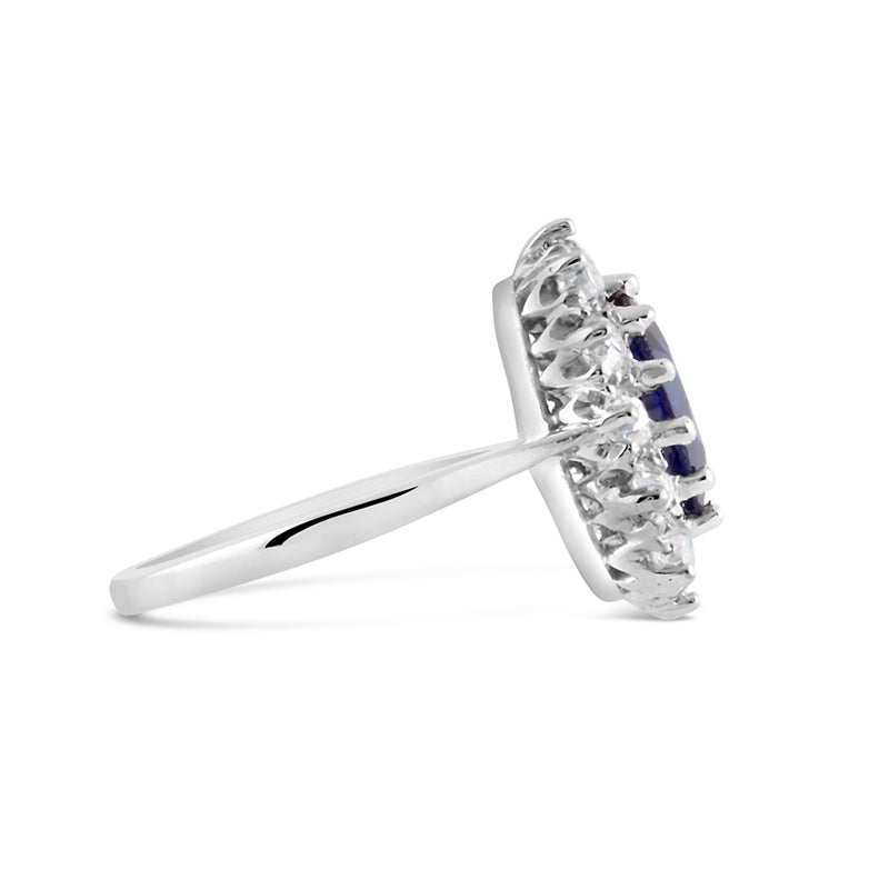 Sapphire & Diamond Halo Cluster Ring 2.50ct