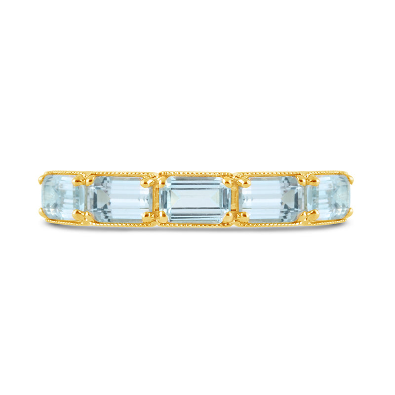 Baguette Cut Blue Topaz 5 Stone Ring