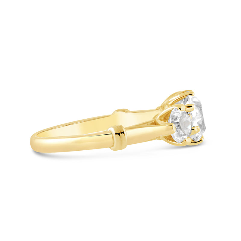 Vintage Italian Old Cut Diamond Three Stone Ring 1.50ct