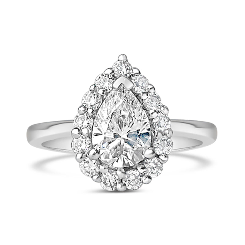 Pear Diamond Halo Engagement Ring 1.47ct
