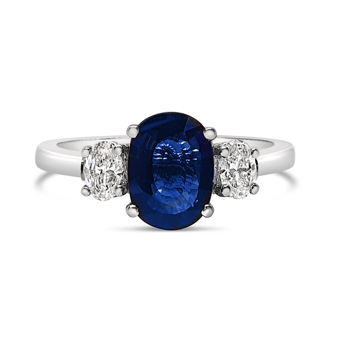 Oval Sapphire & Diamond Three Stone Ring