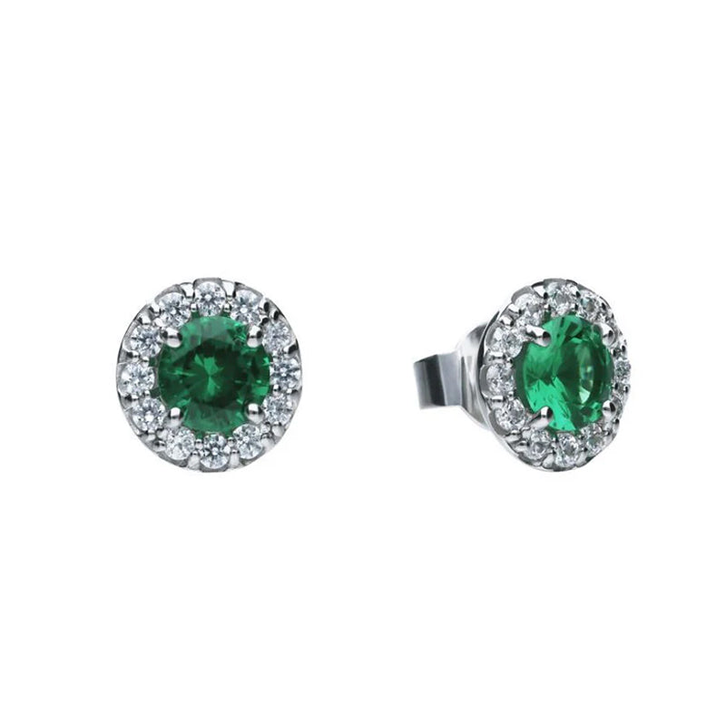 DiamonFire Emerald Green Zirconia Round Solitaire Earrings