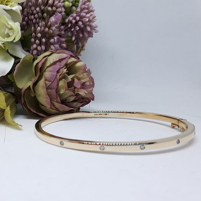 Diamond Set Hinged Bangle