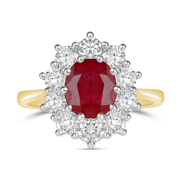 Rocks Ruby & Diamond Cluster Ring