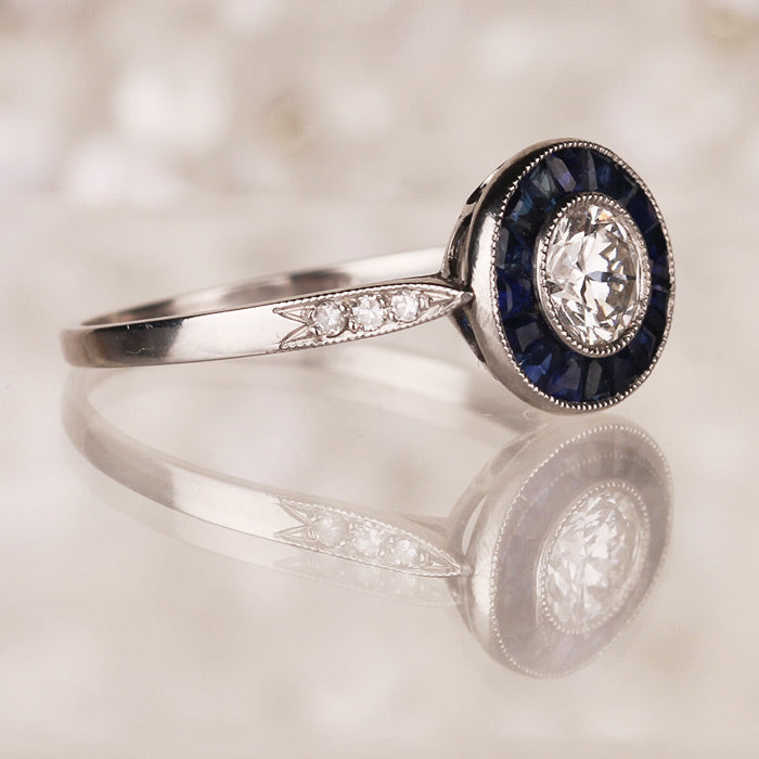 Sapphire & Diamond Target Ring