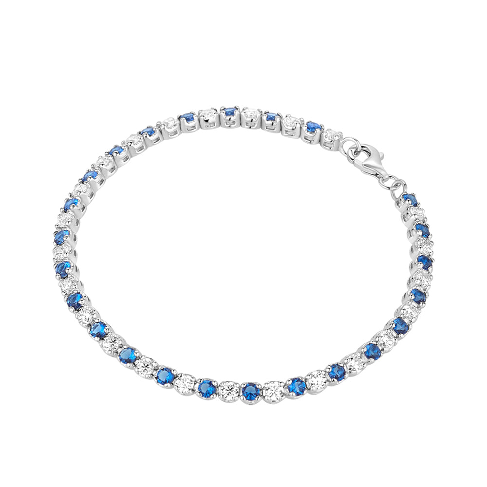 Sapphire Blue & White Stone Tennis Bracelet