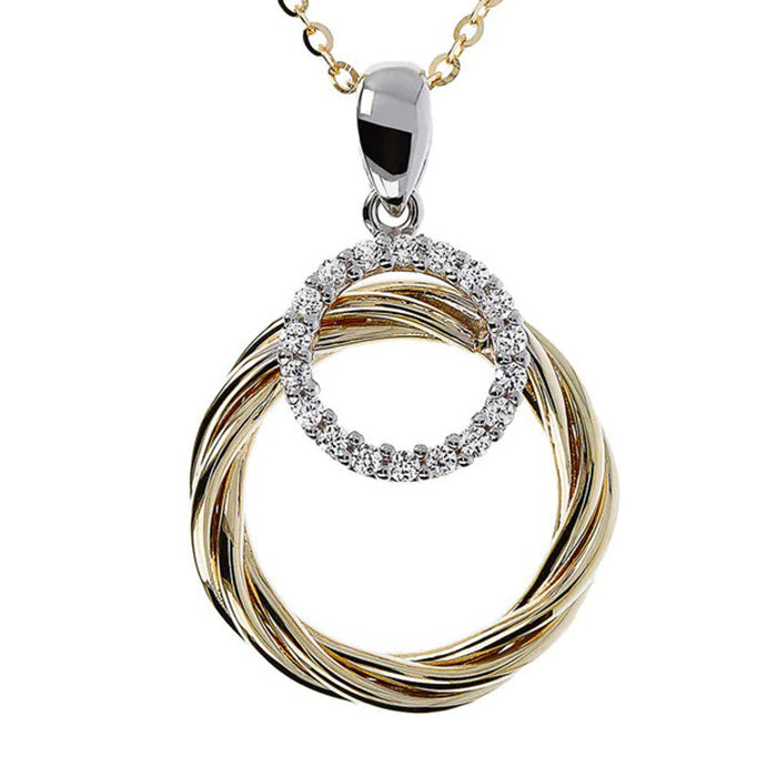 White Stone & Twisted Circle Pendant