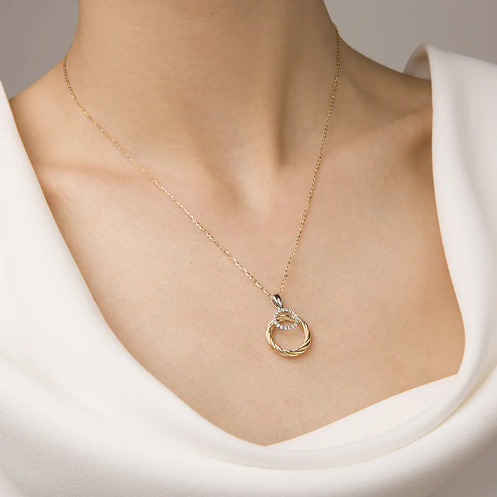 White Stone & Twisted Circle Pendant