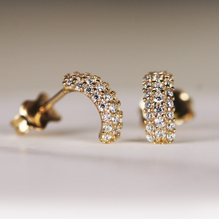 Rocks White Stone Half Hoop Earrings