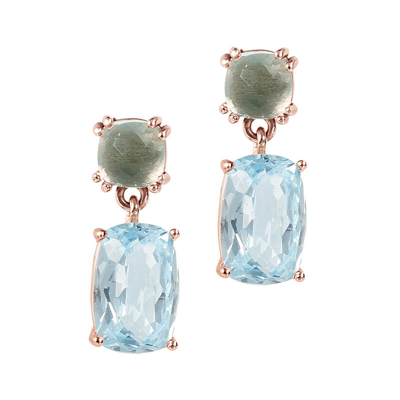 Green Amethyst & Blue Topaz Drop Earrings