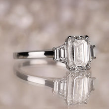 Load image into Gallery viewer, Emerald Cut Three Stone Engagement Ring 2.37ct
